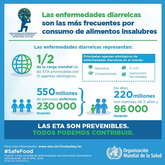 Las enfermedades diarreicas son las más frecuentes por consumo de alimentos insalubres